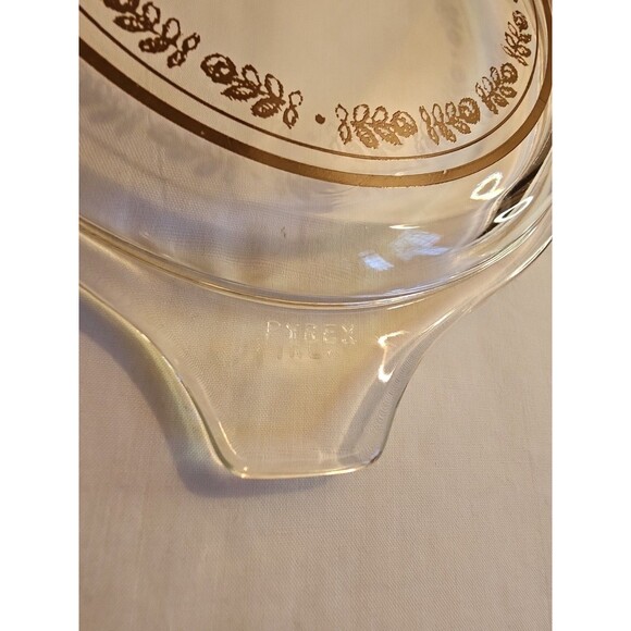 Pyrex Casserole Lid Harvest Promotional 1973 470-C Clear Brown Design - Picture 3 of 6